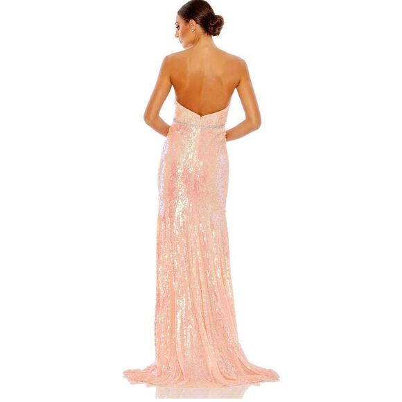 Ieena for Mac Duggal SEQUINED STRAPLESS RHINESTONE BELT GOWN NWT Size 2 - Picture 3 of 11